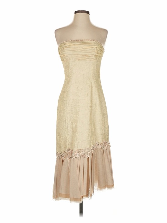 Laundry By Shelli Segal Dresses & Skirts - Laundry By Shelli Segal Strapless Beige Ruffled Bodice Dress